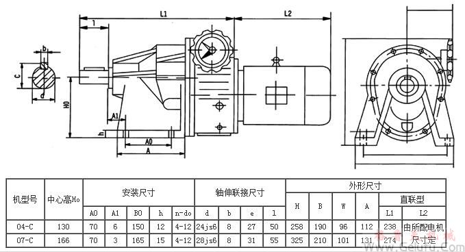 MBWY-CT陶機(jī)專用減速機(jī)外型及安裝尺寸